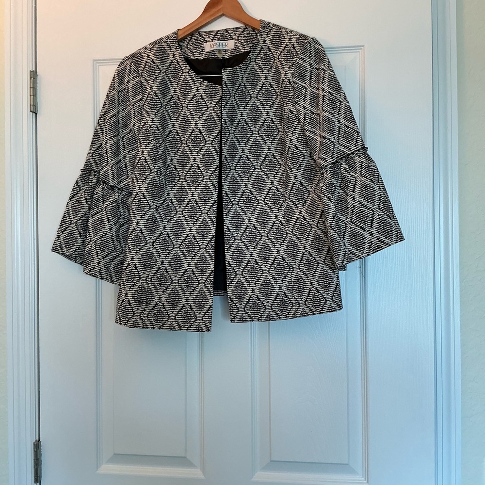 Kasper Black and White Patterned Blazer